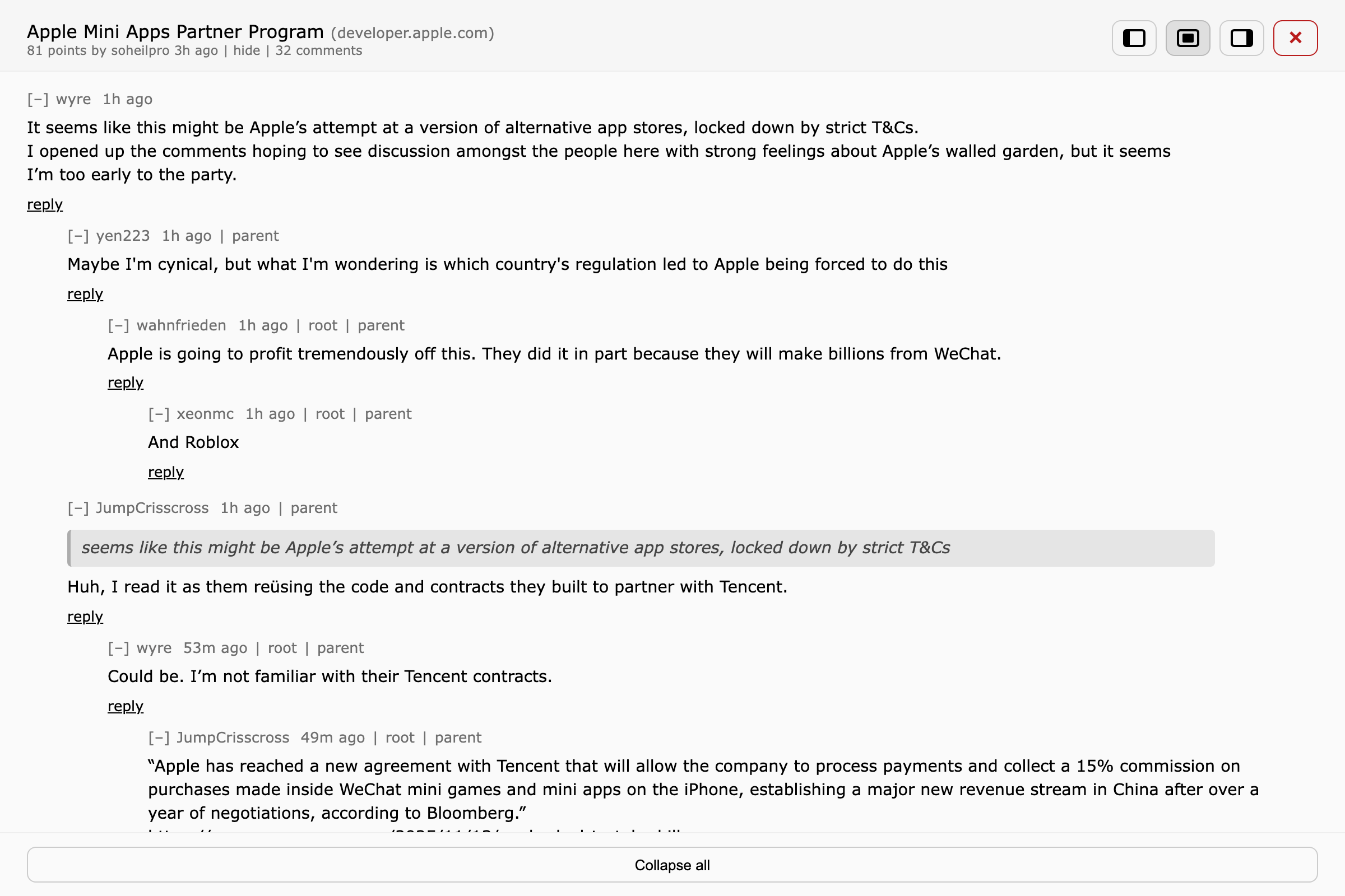 Comments drawer open showing a comment thread