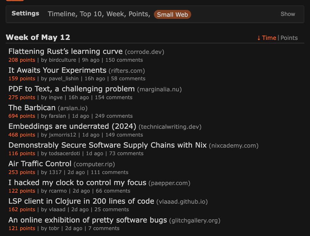 Custom filter options for tailoring the feed